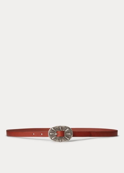 Women's Polo Ralph Lauren Skinny Leather Buckle Belt | 543129WDC